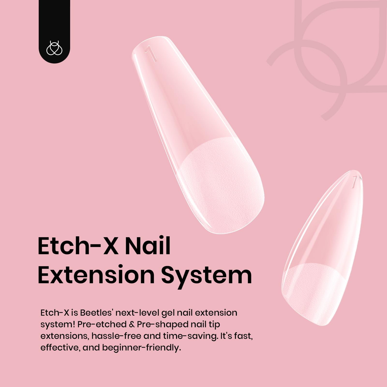 Beetles Gel Nail Tips Medium Almond Etch X Nail Tips, 12 Sizes 288 PCS Half Matte Full Cover False Nails Clear Acrylic Nails Glue on Nails DIY Gift for Women - Image 5