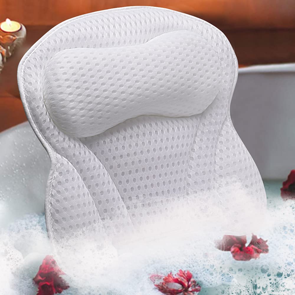 Bath Pillow, Tub Pillow for Bathtub Support Neck, Head and Back with Strong Non-Slip Suction Cups and Comfortabl 3D AirMesh Bath Pillow for men and women : Beauty