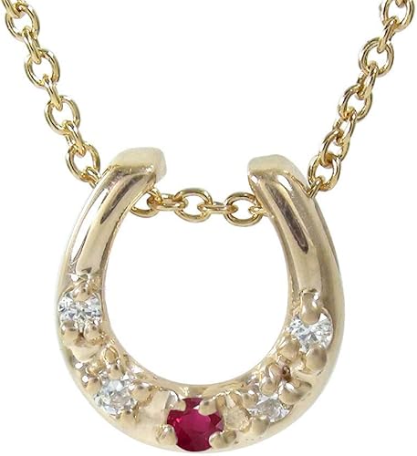 Amazon アルマ 馬蹄 ネックレス ルビー 18金イエローゴールド K18 18k ネックレス レディース ホースシュー お洒落 金運アップ カラーストーン ペンダント ジュエリー w ネックレス 通販