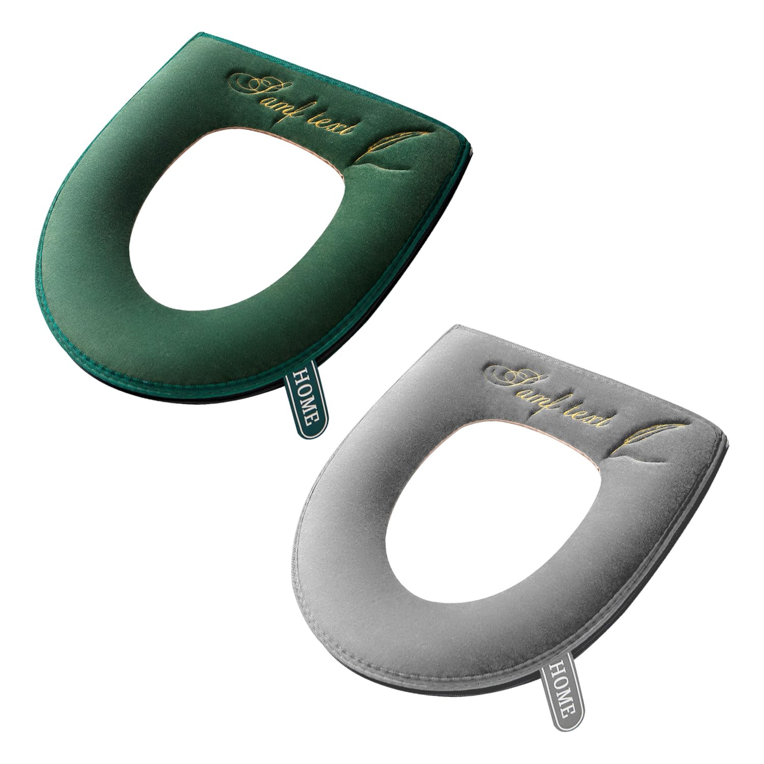 WUFGWBD 2 Pieces Toilet Seat Covers, Moisture-Absorbent And Breathable Toilet Covers, Soft And Comfortable Toilet Covers, Toilet Accessories (Grey, Green)