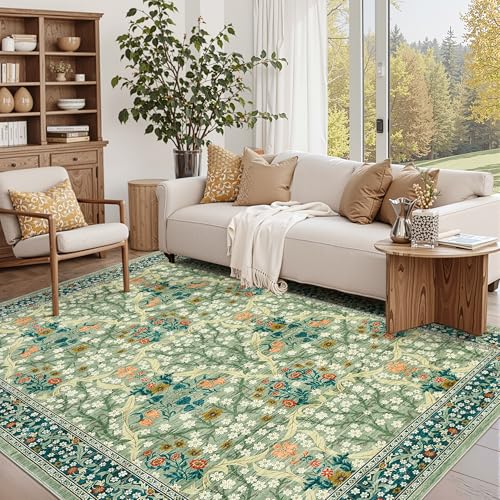 COZYLOOM Oversized Floral Rug 9x12 Farmhouse Washable Rug with Non Slip Rubber…