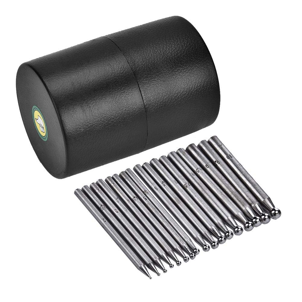 17-Piece Dapping Tools Set for Jewellery Making & Repair, Blacksmith Punching, Metalworking, Carnelian, Dapping Block Punch