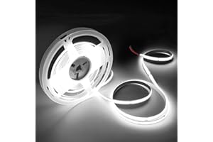 COB LED Strip Lights Daylight White 6000K,16.4ft 12V High CRI 95Ra+ Super Bright,Flexible Tape Lights for Bedroom,Mirror,Kitc