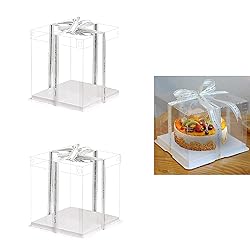Clear Cake Box,4 Pcs Transparent Cake Box with
