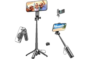 XO SIMPLE IS BEAUTY Magnetic Selfie Stick for iPhone,4 in 1 Multifunctional Portable Selfie Sticks Retractable Cell Phone Travel Tripod with Remote Control, Mini Tripod Phone Stand for iPhone 16/15/14/13/12 Series