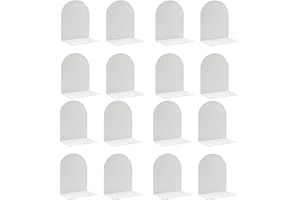 LULONPON 16 Pieces Bookends, Book End, Book Stopper, Book Organizer, Metal Bookend for Shelves, White Book Ends for Shelves, Book Stopper for Heavy Books, Book Shelves Holder for School Library