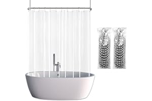 YISURE Clawfoot Tub Shower Curtain, Wrap Around Clear Shower Curtain Liner with 6 Bottom Magnets PEVA Extra Wide Bathtub Curtain for Bathroom Vintage Freestanding Tub 180’’W x 70’’L