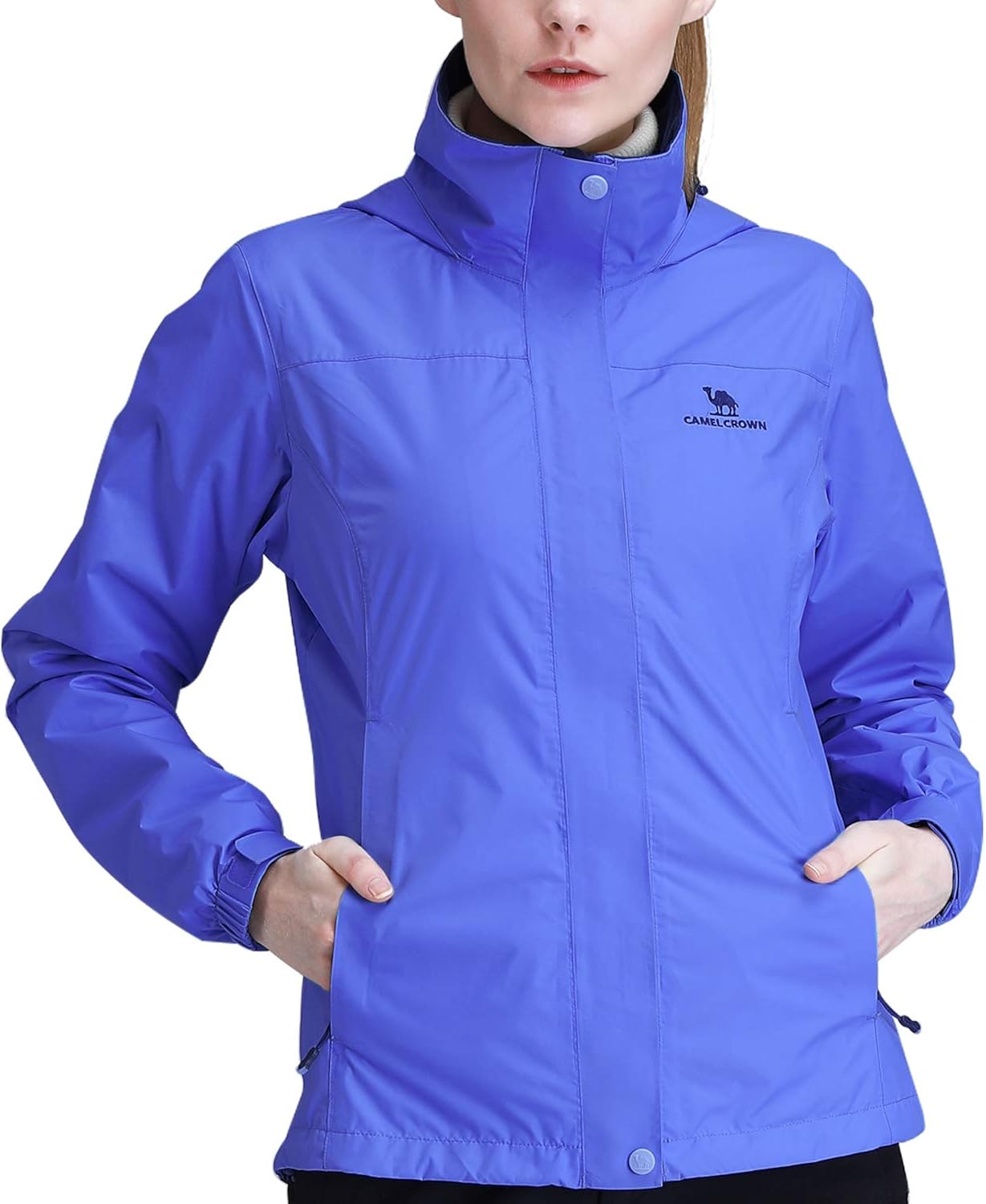 CAMEL CROWN Womens Rain Jacket Waterproof Coat with Hideaway Hood: Clothing