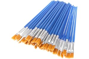 50Pcs Flat Paint Brushes with Nylon Hair Small Brush Bulk for Detail Painting