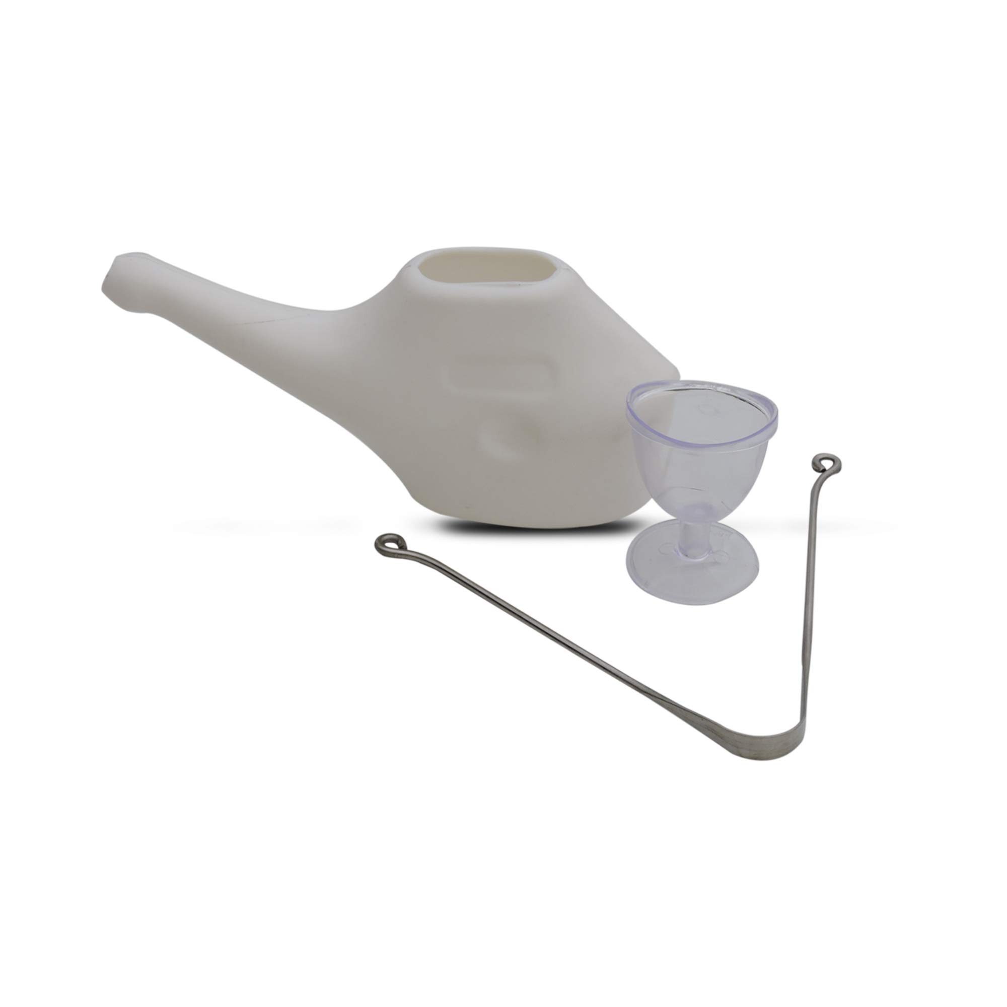 Ancient Impex Personal Cleansing Kit Includes Traveler’s Plastic Neti Pot and Steel Tongue Cleaner with Eyewash Cup+5 Sachets Neti Salt