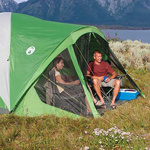 Coleman 6Person Dome Tent with Screen Room Evanston Camping Tent with ScreenedIn Porch