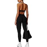 ABOCIW Workout Sets for Women Seamless Scunch Butt Lifting Impact Leggings Halter Sports Bra 2 Piece Gym Outfits