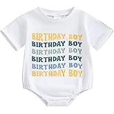 Kayotuas Half/1st Birthday Outfit Baby Boy Girl Birthday Bubble Romper Cute Embroidered Tshirt Bodysuit Short Sleeve Jumpsuit