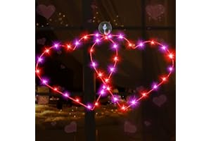 DONSAJI Valentine's Day Decor Double Heart Window Lights, 17" Red Pink Valentine Decorations Backdrop Silhouette Lights with Remote, Valentines Day Wall Window Decoration for Home Bedroom (Double Heart)