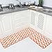 Carvapet 2 Pieces Microfiber Chevron Non-Slip Soft Kitchen Mat Bath Rug Doormat Runner Carpet Set, 17