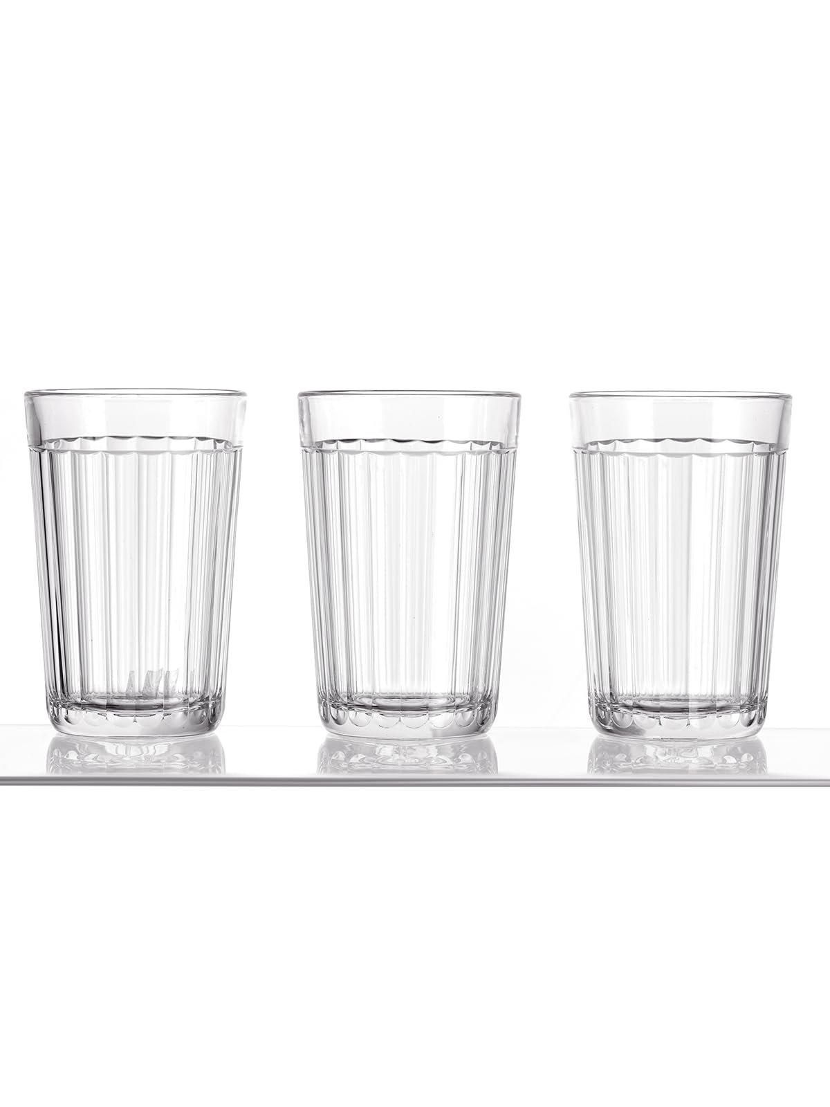 Elegant and Classic 20-F-facet Granyonyi Hot Tea Glass 8.5 Oz - fits Metal Holder Podstakannik, Vintage USSR Soviet Era Drinkware, Suitable for Hot & Cold Beverages, Break Resistant Set of 3