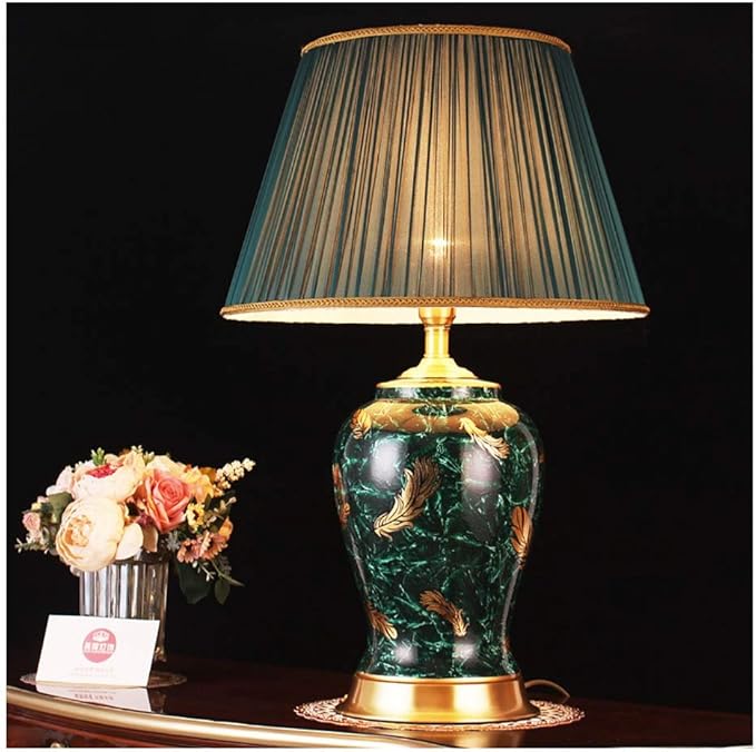 Amazon.com: Table Lamps Table Lamp Dark Green Retro Bedside Lamp