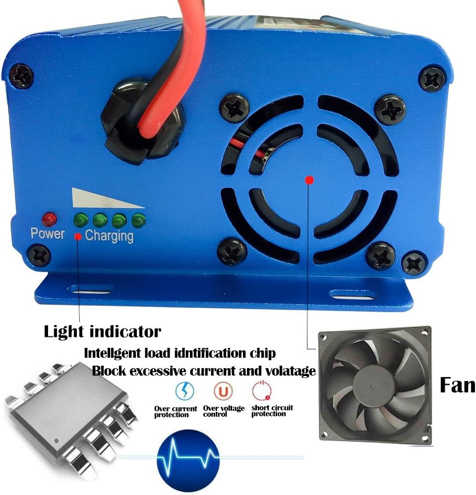 24V 5A Automatic Battery Charger Trickle Charger Battery Maintainer with 3-Pin XLR Connector for Scooter Wheelchair Car Motorcycle eBike Lawn Mower Marine Boat: Automotive