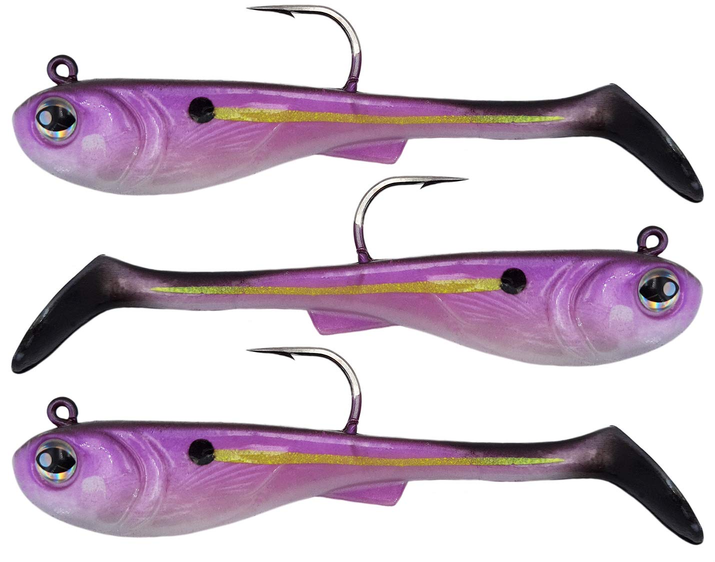 FISHN® GRUMPYbaby Rubberfish Set - Weight: 13g, Length: 11cm - Extreme swimming action, fishing lures for pike fishing, Softbait (3 pieces) (GRUMPYbaby Purple Rain)