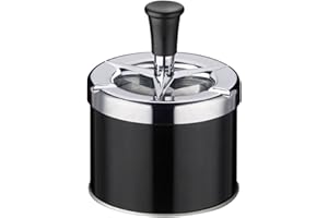 2025 New Car Ashtray with Lid, Push Down metal ashtrays with Spinning Tray, Detachable Stainless Smokeless Ashtray for Univer