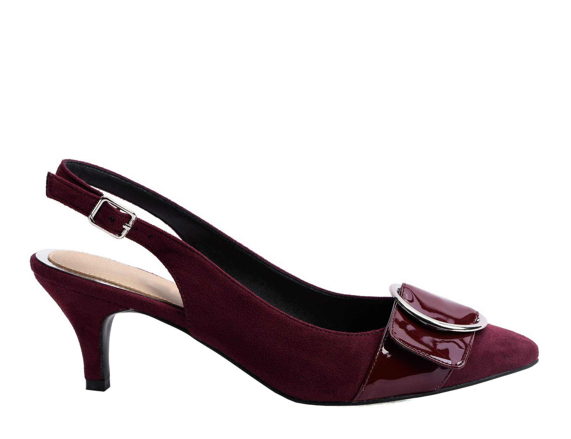 Greatonu Women Kitten Heel Sling Back Pointy Toe Dress Party Pump Shoes - Image 3