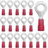 CEEYSEE 100Pcs M6 Red Insulated Ring Terminal Electrical Wire Crimp Connectors view 1