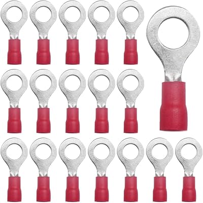 CEEYSEE 100Pcs M6 Red Insulated Ring Terminal Electrical Wire Crimp Connectors