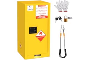 YOEXTO Fireproof Storage Cabinet 20" X 20" x 35.5", 25 Gallon Galvanized Steel Flammable Cabinet, fire Resistant Cabinet, Fireproof Cabinet for Flammable Liquid Cabinet, Chemical, Yellow