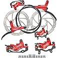 JFOYH zoom HB876 4-Piston Pre-Bled Hydraulic Disc Brake Set for Mountain Bike, Bike Disc Brake Kit with 160mm Rotors, Front and Rear Levers(PM Adapter Included) - Left-Front&Right-Rear