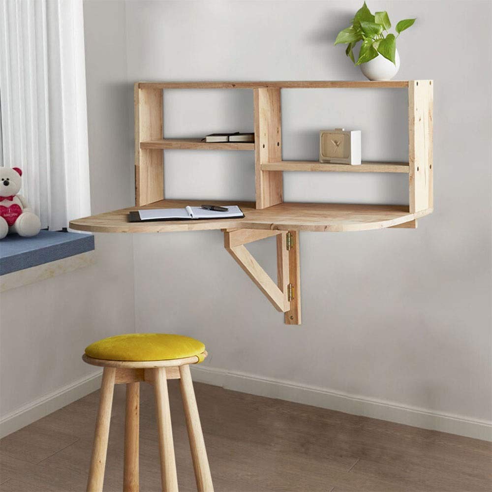 Buy CZhuo Laptop Table Walled Bookcase Desk Foldable Computer Desk Solid Wood Oak Side Table