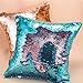 URSKYTOUS Reversible Sequin Pillow Case Decorative Mermaid Pillow Cover Color Changing Cushion Throw Pillowcase 16” x 16”,Turquoise and Pink