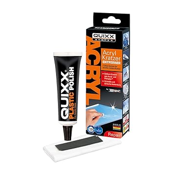 QUIXX Acryl Kratzer-Entferner für Acryl- und Plexiglas-Oberflächen | Kratzerentferner Scheinwerfer | Kratzer Entferner Kunsts