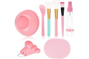 Face Mask Mixing Bowl Set, 11PCS Silicone Brush & Plastic Spatula Kit with Measuring Cup for DIY Facial Spa