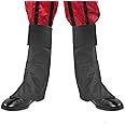 Skeleteen Faux Leather Costume Boots - Knee High Over the Shoe Black Pirate Boots Accessories for Costumes