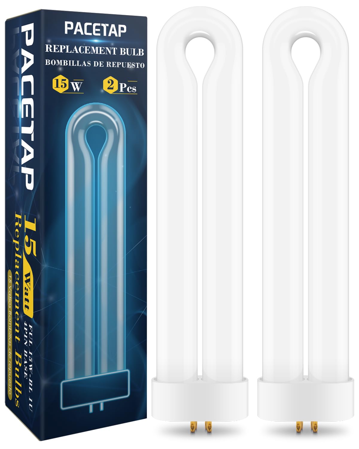 Photo 1 of 2 Pack Replacement Bulbs FUL15W BL with 4 Pin Base, U Shaped Lamp Tube Compatible for Flowtron BK-15D, for Stinger FP15, for TZ15, for BB-15WHT, Indoor Outdoor 15W U Shape Light Bulbs for T6 T8 T9