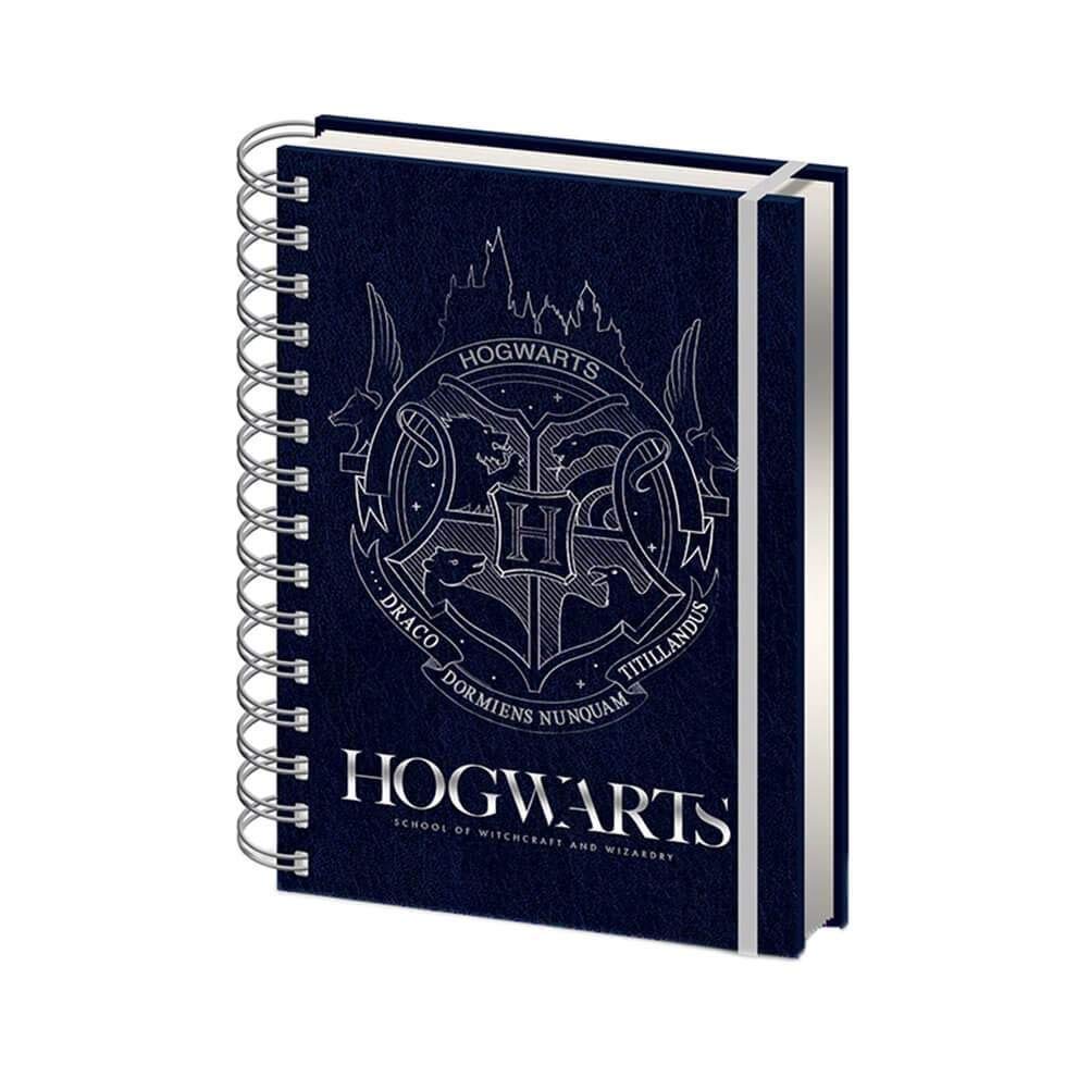 HARRY POTTER A5 Lined Wiro Notebook Hogwarts Crest Cobalt Steel - Official Merchandise