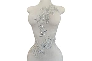 XZG.BEATAL Handmade Rhinestones Bodice lace Applique handsewing Beads Sequins Trim Patches for Dress Clothes Accessories one Set/Bag 5.5X14inches