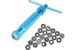 UPTUOLI Clay Extruder Gun with 20 Tips Sugar Paste Extruder Cake Decor Tools, Stainless Steel Rotary Crowded Mud Clay Extruder Craft Gun Cake Fondant Sculpture Decorating Tool Set