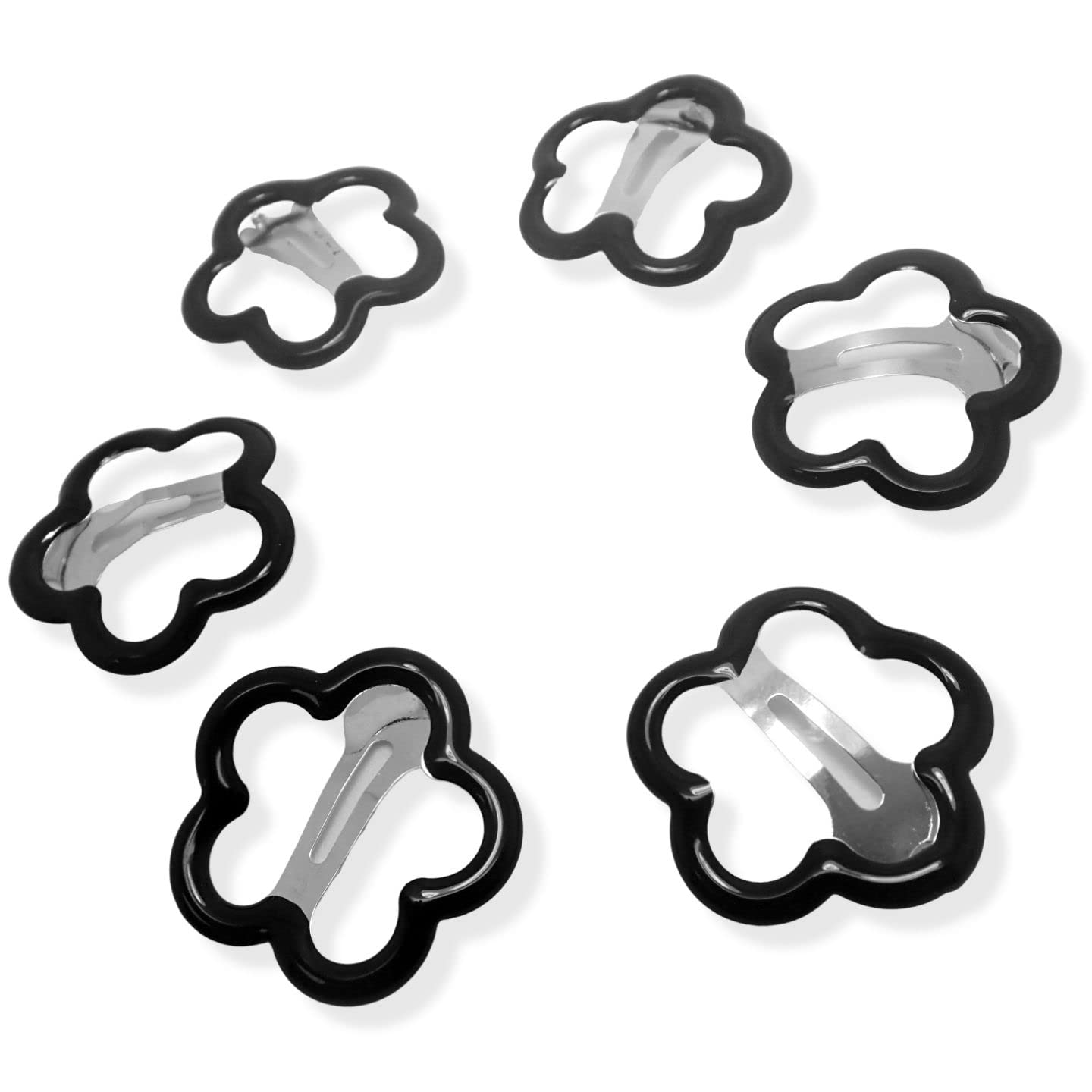 Topkids Accessories Small Mini Snap Hair Clips for Girls and Women, Girls Hair Accessories, Hair Styling Clips, Hair Slides, Mini Hair Clips, Toddler Hair Clips, Metal Hair Clips (Black Flower x6)