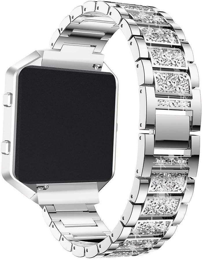 AISPORTS Compatible for Fitbit Blaze Strap with Frame for Women Adjustable Stainless Steel Bling Glitter Jewelry Crystal Diamond Metal Bracelet Wristband Replacement Strap for Fitbit Blaze Smartwatch - Image 4