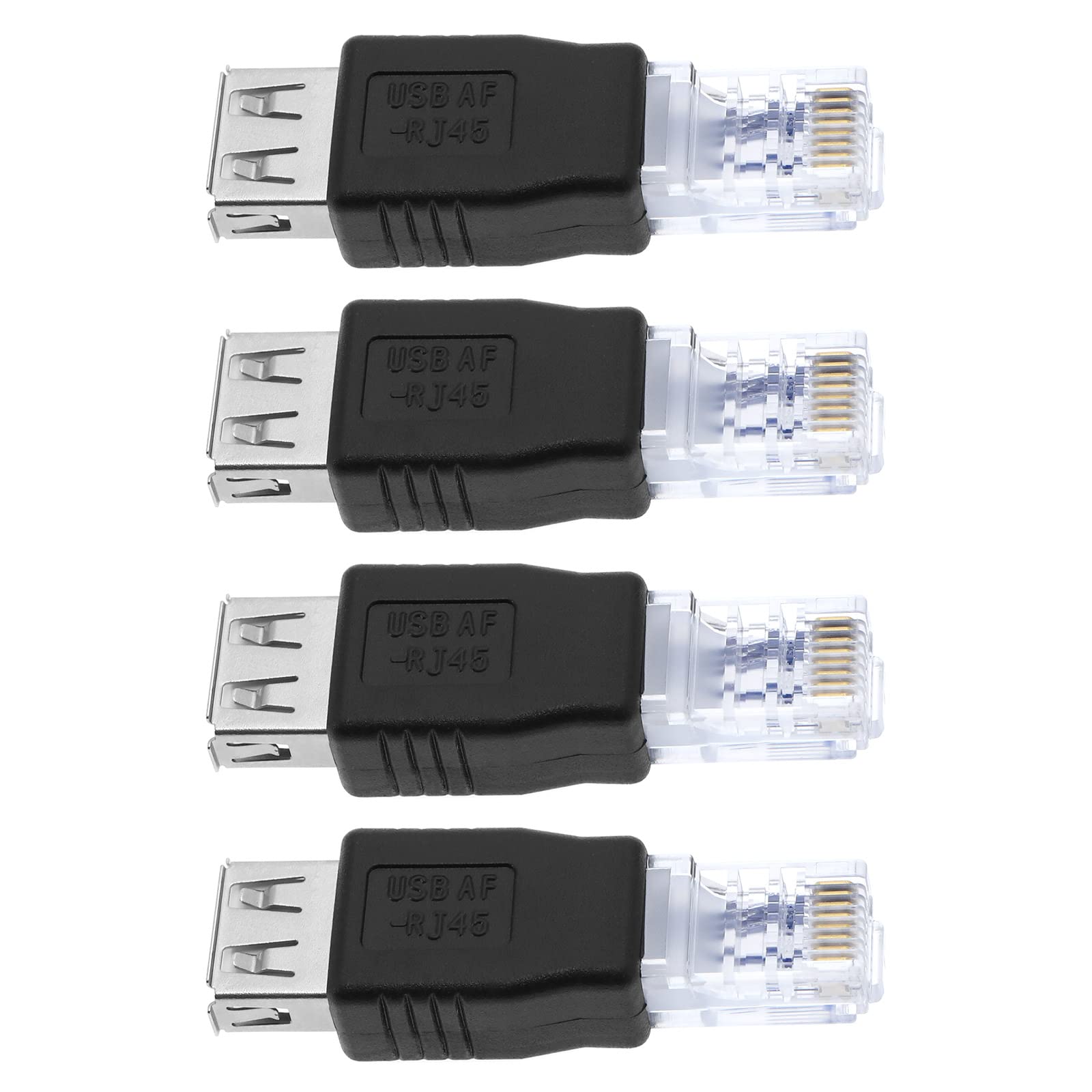eMagTech 4Pcs Ethernet to USB Adapter USB 2.0 Female to RJ45 Ethernet Adapter Connector USB Transfer Network Plug Adapter Accessories Black