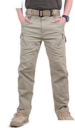 Mens Cargo Work Trousers Stretchy Combat Elasticated Waist Tactical Summer Pants | UK