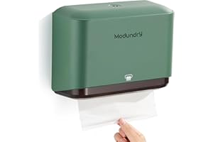 Modundry Wall Mount Paper Towel Dispensers,Commercial Multifold Tissue Dispenser with Smart Lock, Adhesive No Drilling or Screws Install,Hand Towel Holder for Bathroom,Restroom, Office, Home(Green)