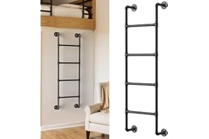 MIRAITOWARAL 4.1FT Wall Mounted Metal Step Ladder,Bunk Bed Ladders for Home, Basement Window Well Egress, Loads 330lbs,Black Fire Emergency Escape Ladder for High Entrance Attic Egress,Sturdy Bunk Bed Climbing