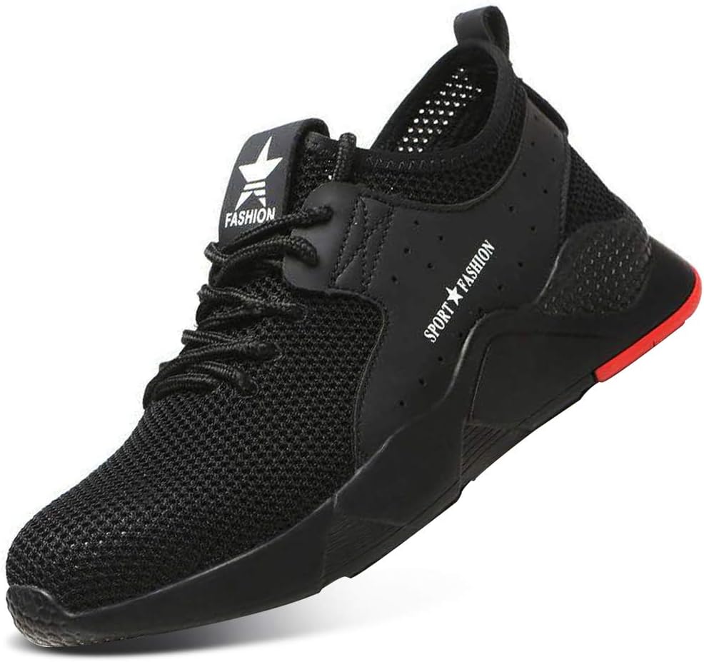 Steel Toe Safety Shoes Work with Breathable Mesh for Summer, Trainers Lightweight Hiking Shoes for Mens and Women