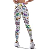 80s 90s Outfit Tummy Control Yoga Pants for Women with Pockets, High Waist Running Sports Workout Yoga Leggings