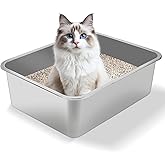 Stainless Steel Cat Litter Box - Metal High Sided Cat Pan, Large Stainless Steel Box, Indoor Litter Tray, Non Stick, No Smell, Easy-Clean Design for Hygienic Pet Care – Large Size for All Cats