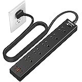 HOPOW Flat Plug Power Strip, 6 Ft Ultra Thin