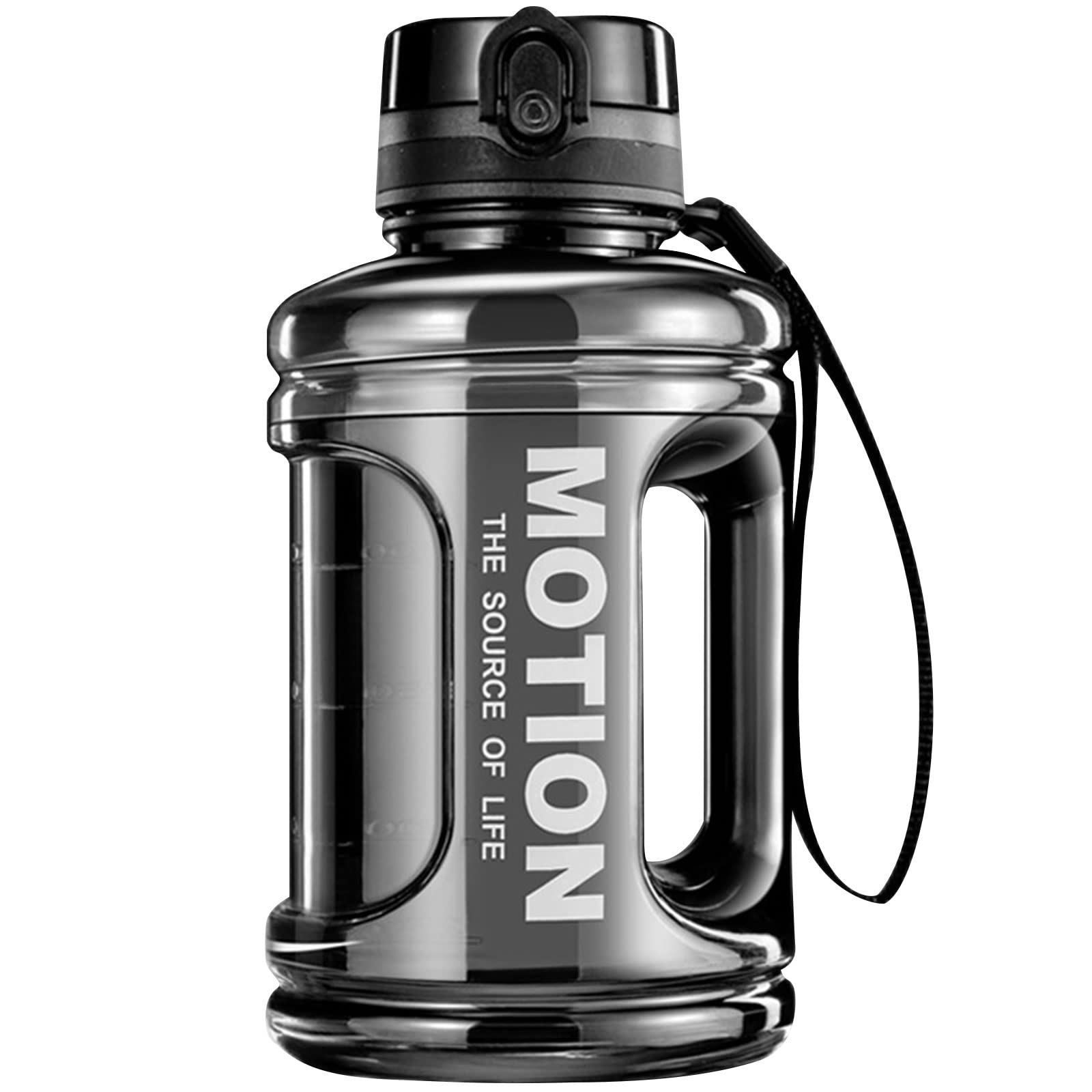 Ogetok 1.5L Large Water Bottle 50oz Black Water Jug, 0.4 Gallon Sports Gym Drink Container with Handle, Leakproof BPA Free Big Water Bottle to Ensure You Drink Enough Water Daily for Outdoor Fitness