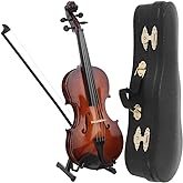 Hand Made Wooden Mini Violin, 7.9in Mini Musical Instrument Model Ornaments With Gift Box - Small Violin Toy for Home Decoration